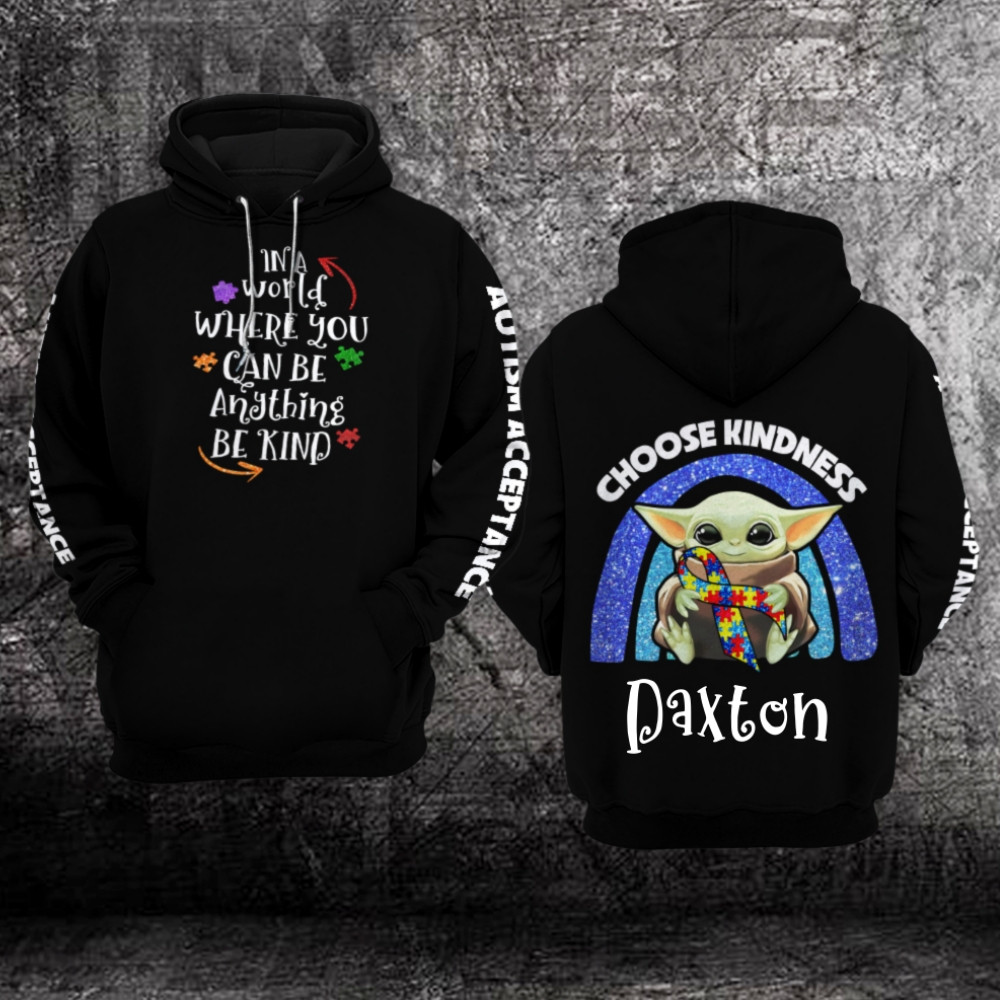 Personalized Autism Awareness Choose Kindness 3D All Over Printed Sweatshirt, Hoodie, Zip Hoodie | Fan Apparel For Men, Women