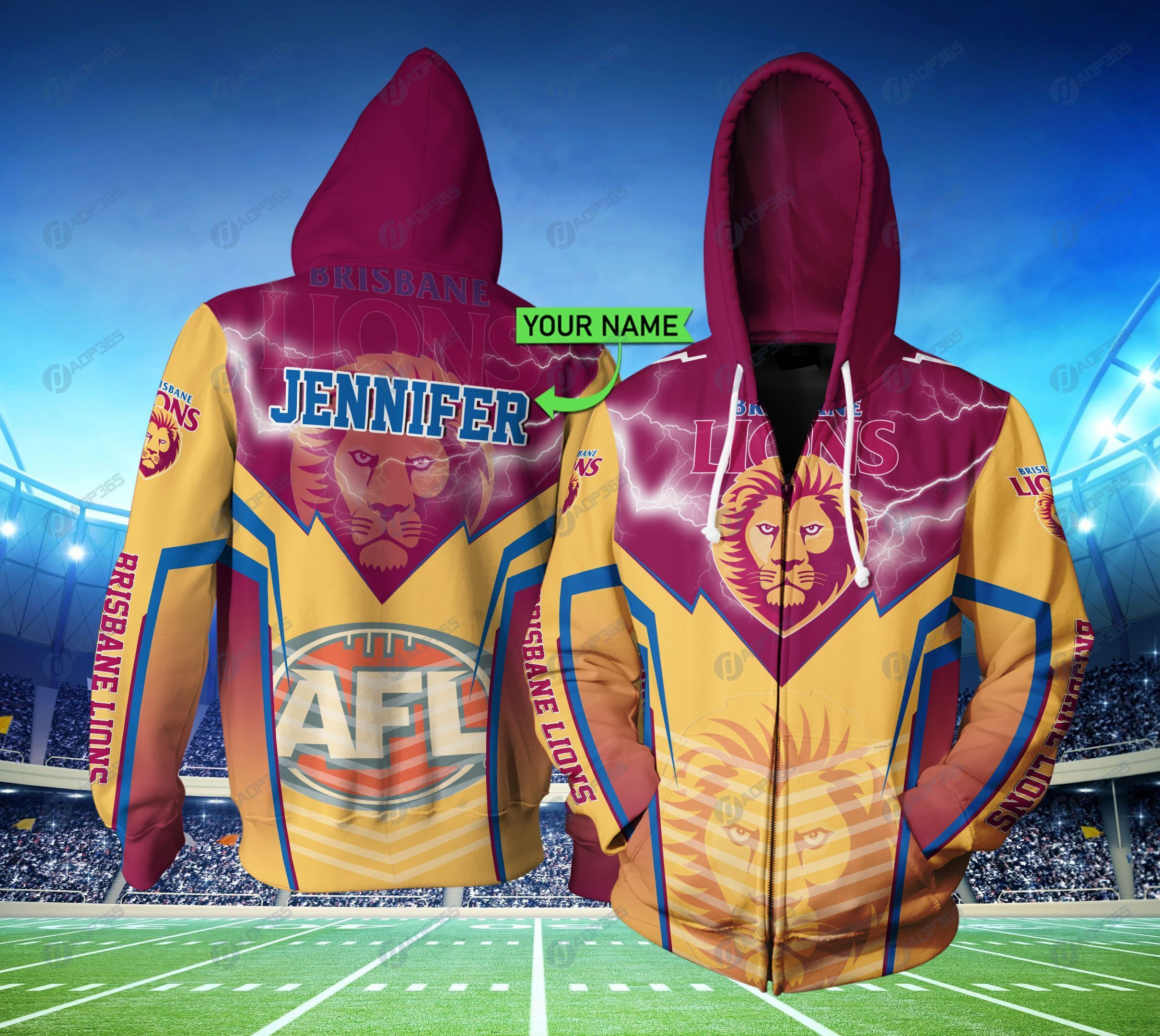 Personalized Brisbane Lions Lightning New Afl Custom 3D All Over Printed Sweatshirt, Hoodie, Zip Hoodie | Nfl Fan Gear For Men, Women