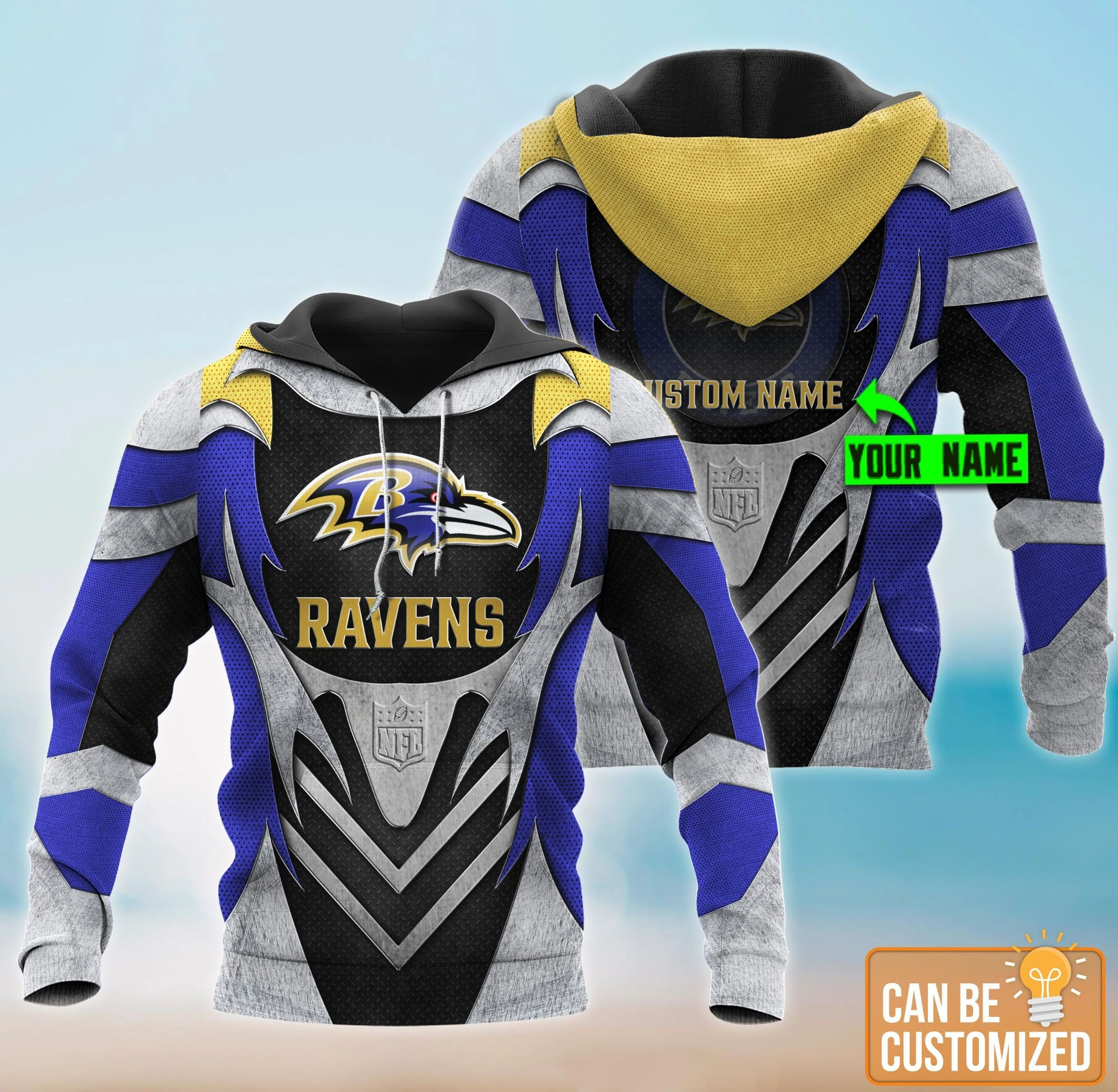 Personalized Custom Baltimore Ravens Zip Hoodie 3D All Over Printed Sweatshirt, Hoodie, Zip Hoodie | Nfl Fan Gear For Men, Women