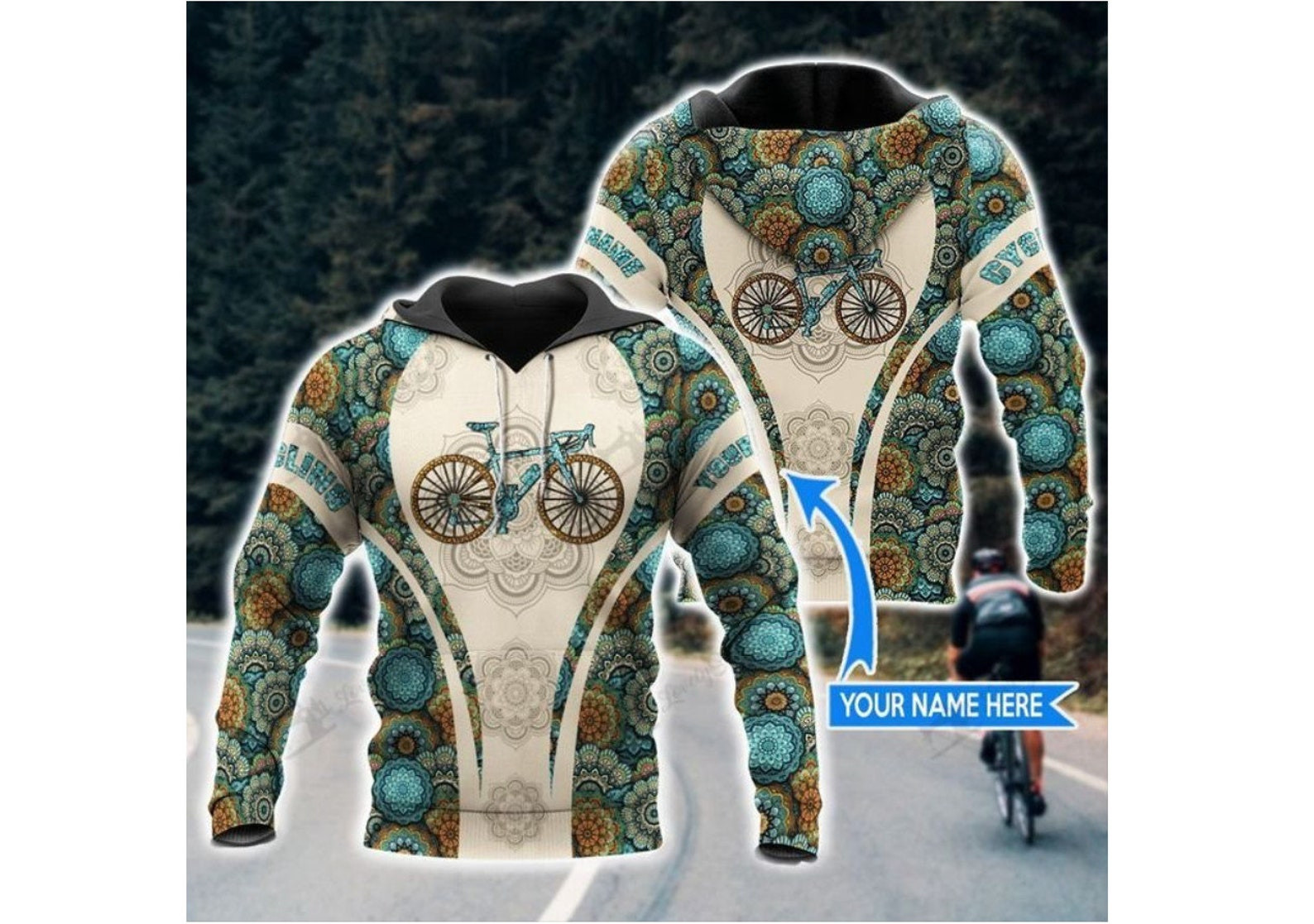 Personalized Custom Name Cycling 3D All Over Printed Sweatshirt, Hoodie, Zip Hoodie | Fan Apparel For Men, Women