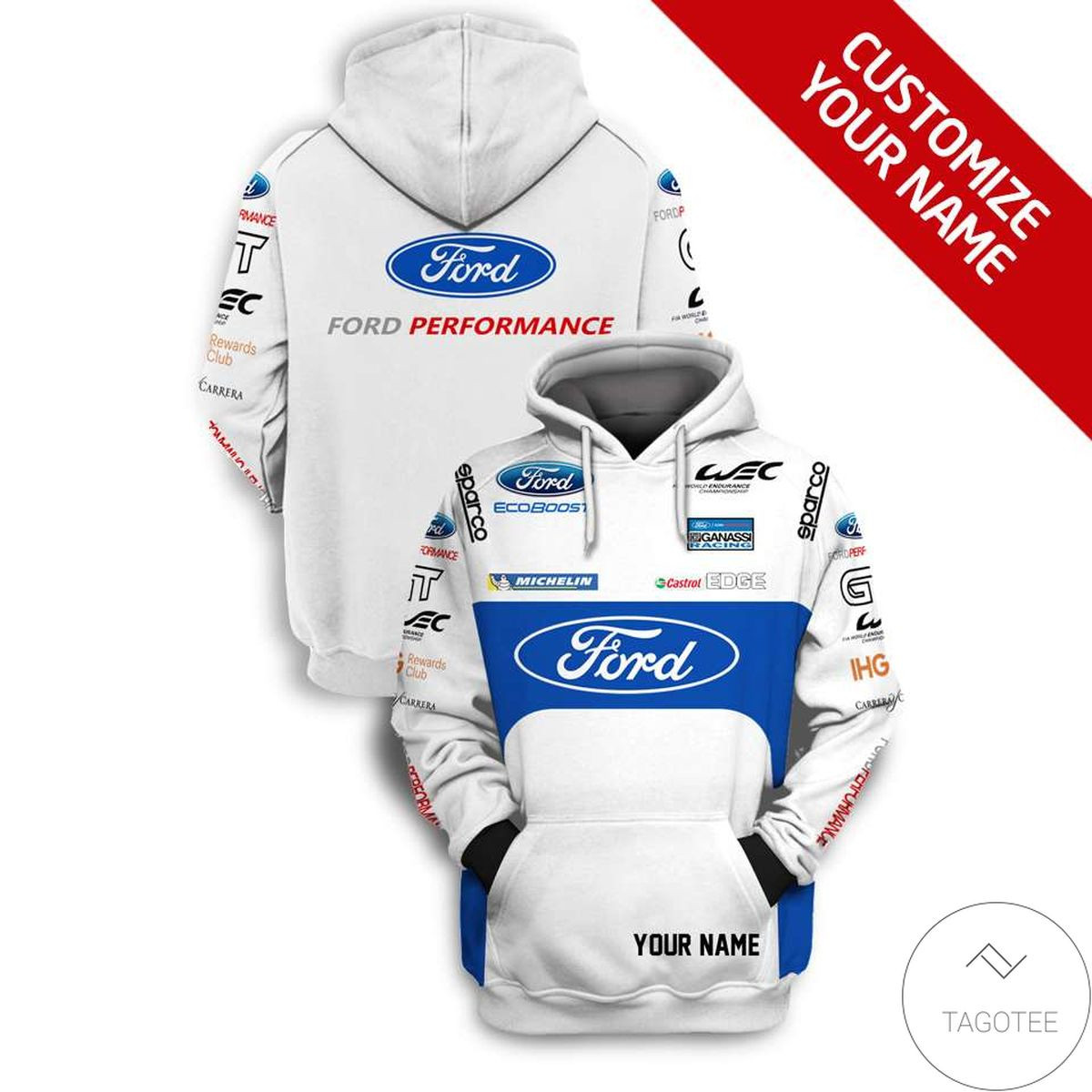 Personalized Custom Name Ford Motorsports Mustang Rallying 3D All Over Printed Sweatshirt, Hoodie, Zip Hoodie | Fan Apparel For Men, Women