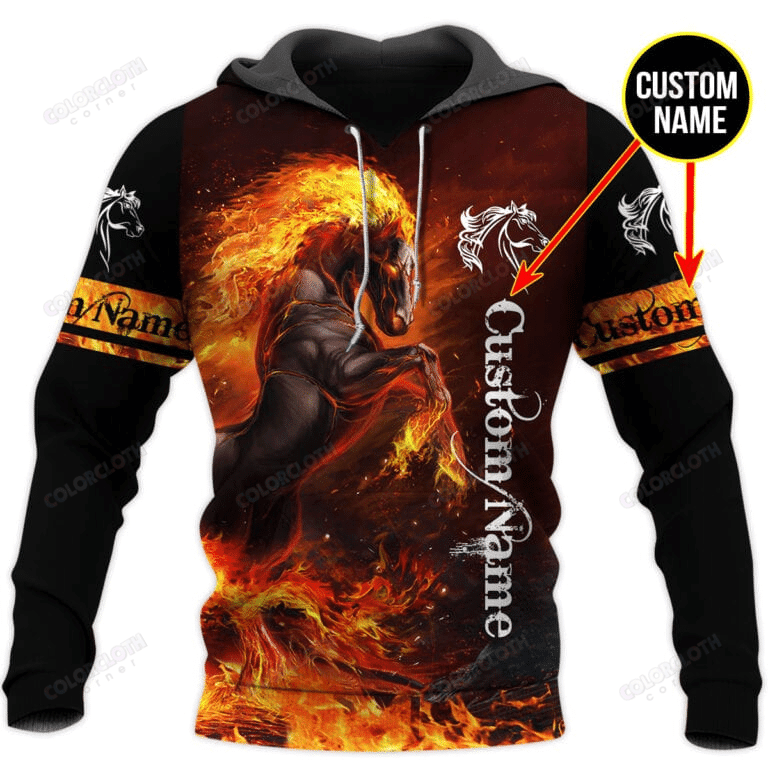 Personalized Custom Name Love Horses 3D All Over Printed Sweatshirt, Hoodie, Zip Hoodie | Fan Apparel For Men, Women