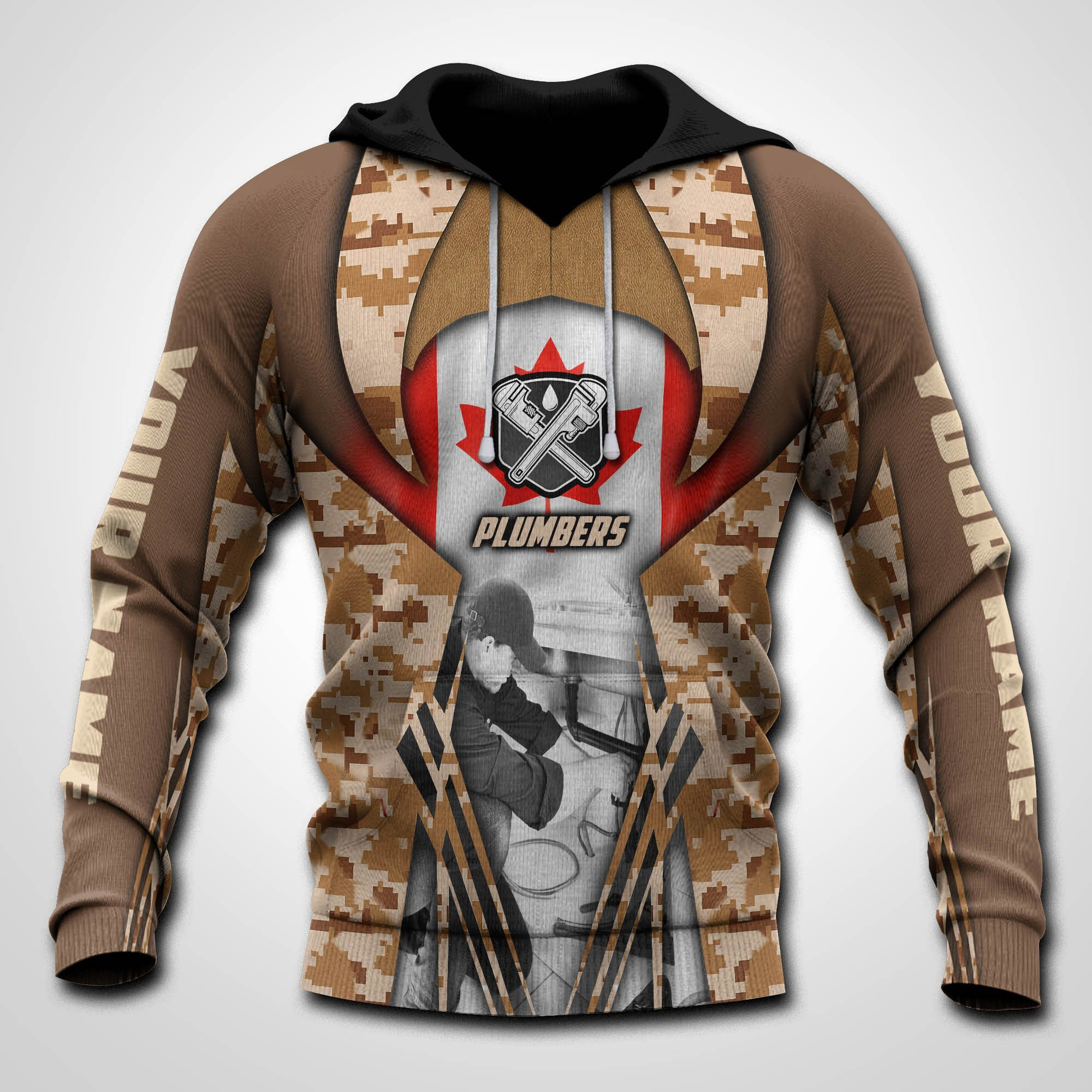 Personalized Custom Name Plumbers Camo Canada 3D All Over Printed Sweatshirt, Hoodie, Zip Hoodie | Fan Apparel For Men, Women