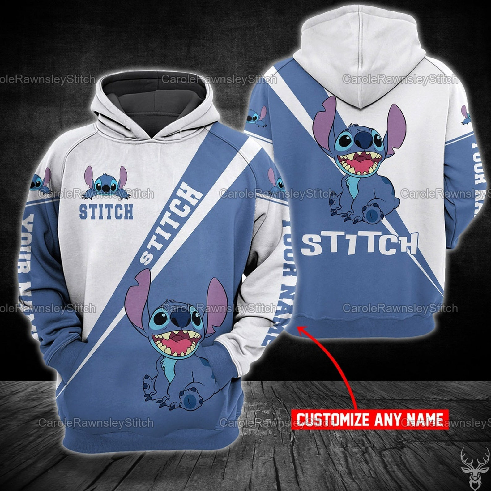 Personalized Custom Name Stitch 3D All Over Printed Sweatshirt, Hoodie, Zip Hoodie | Fan Apparel For Men, Women