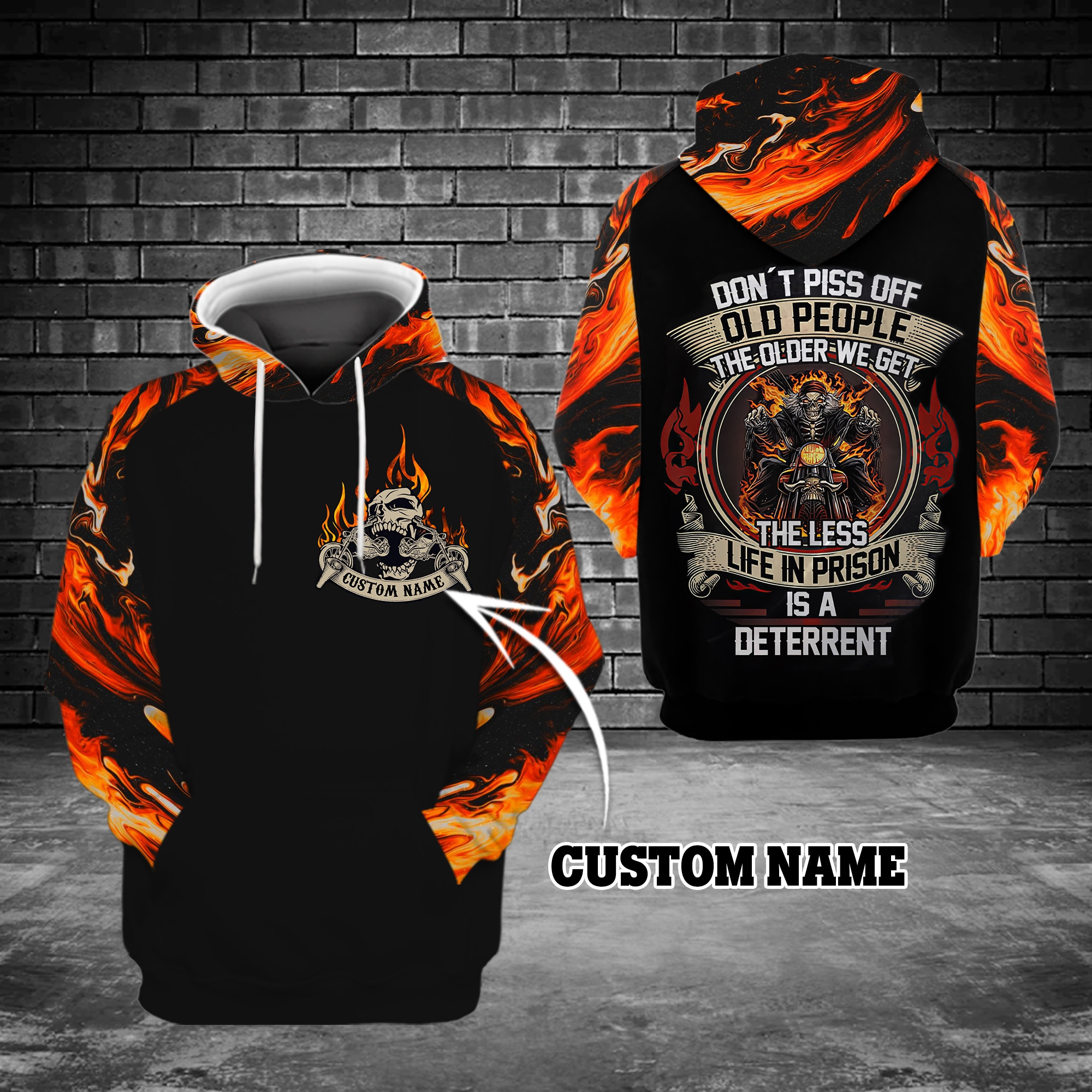 Personalized Don't Piss Off Old Biker Motorcycle 3D All Over Printed Sweatshirt, Hoodie, Zip Hoodie | Fan Apparel For Men, Women
