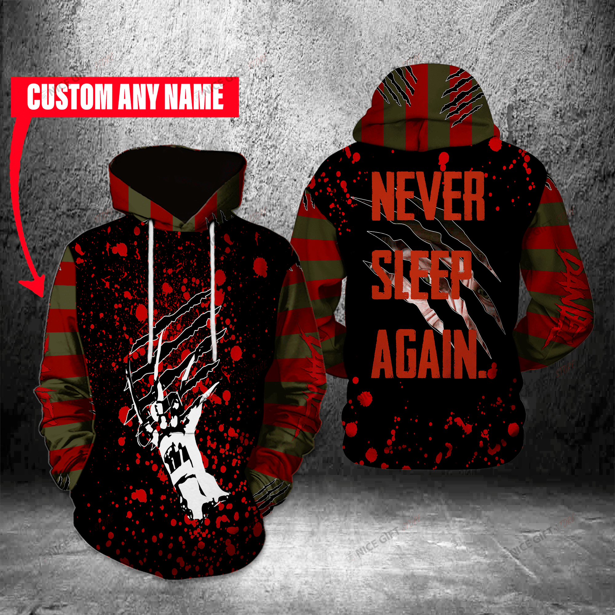 Personalized Freddy Krueger Never Sleep Again 3D All Over Printed Sweatshirt, Hoodie, Zip Hoodie | Fan Apparel For Men, Women