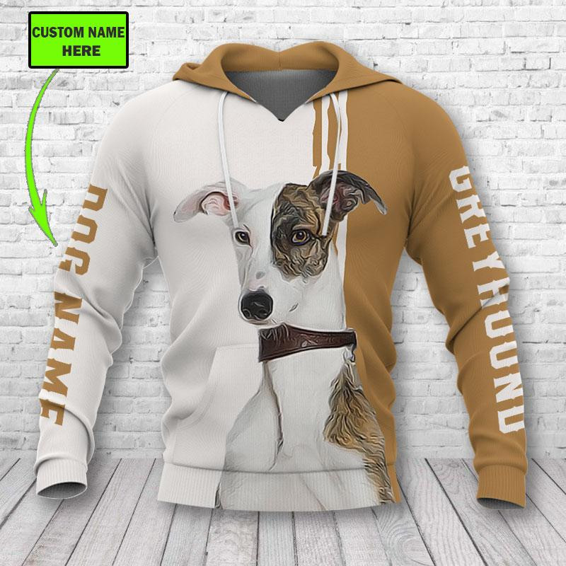 Personalized Greyhound Gift For Dog Lovers Custom Name 3D All Over Printed Sweatshirt, Hoodie, Zip Hoodie | Fan Apparel For Men, Women
