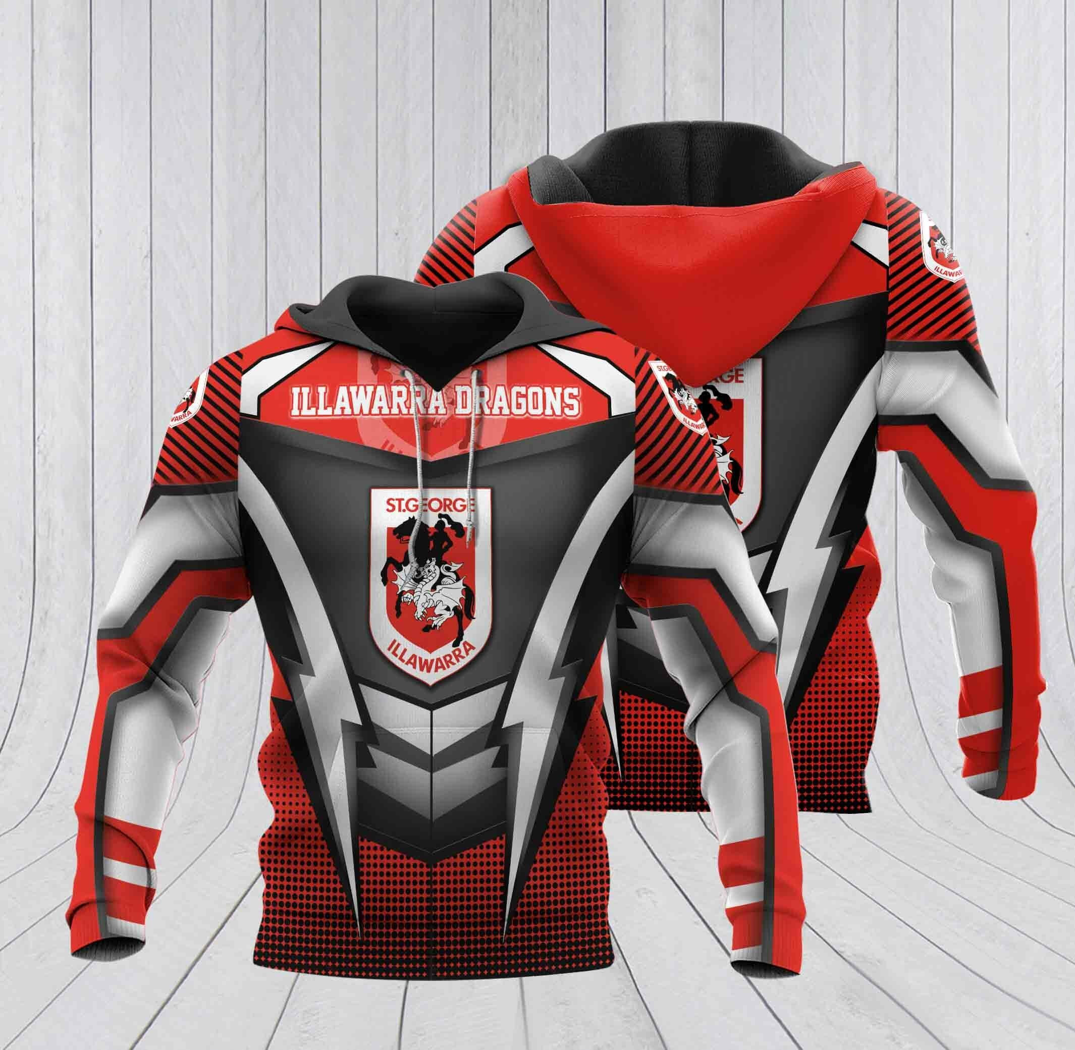 Personalized Illawarra Dragons Hoodie Custom Name 3D All Over Printed Sweatshirt, Hoodie, Zip Hoodie | Fan Apparel For Men, Women