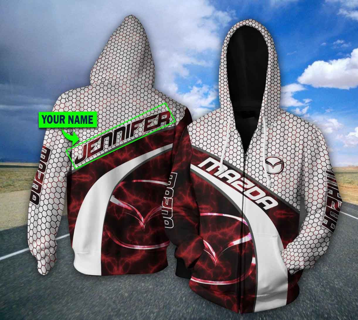 Personalized Mazda Custom Name 3D All Over Printed Sweatshirt, Hoodie, Zip Hoodie | Fan Apparel For Men, Women