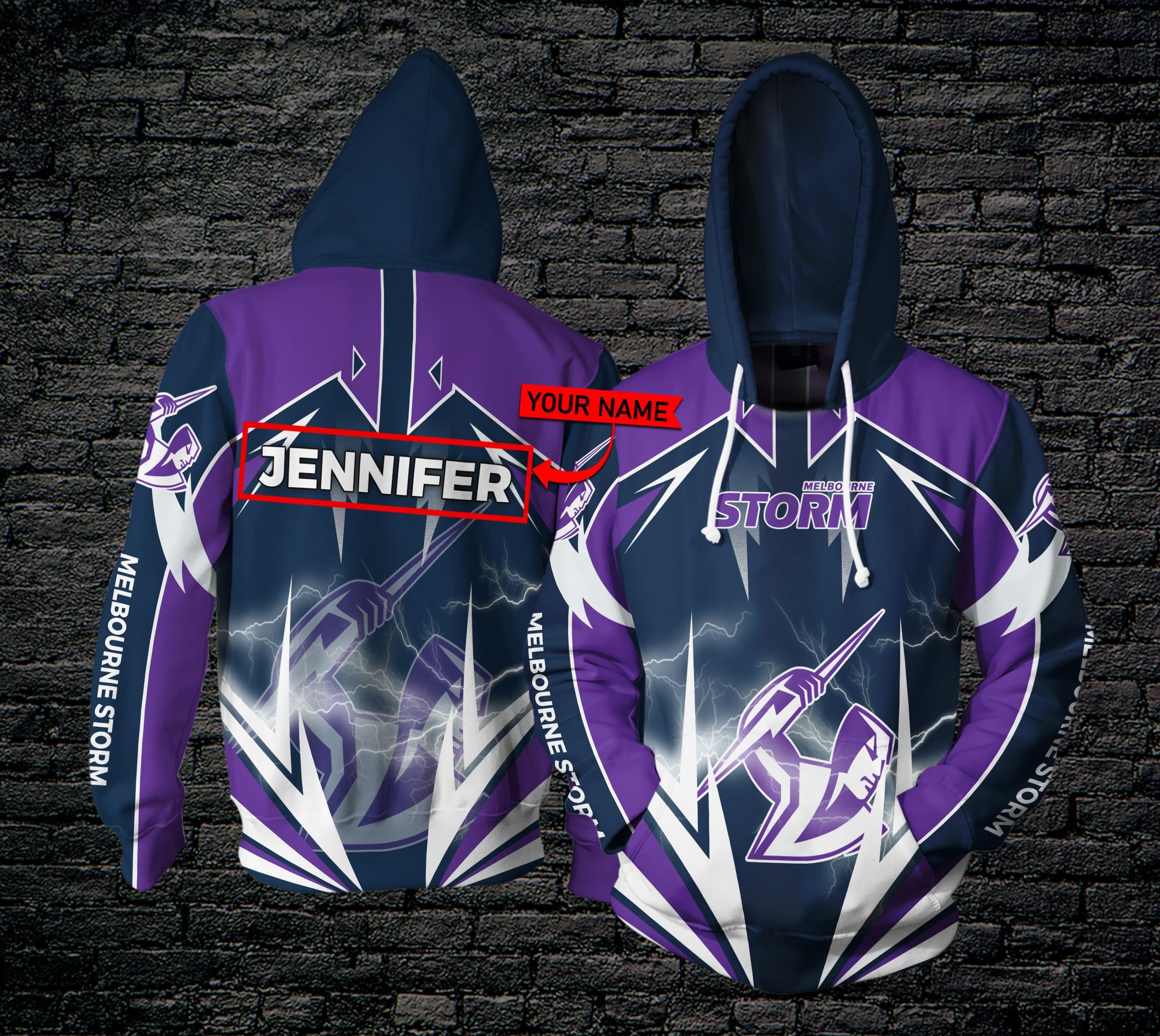 Personalized Melbourne Storm Lightning Custom Name 3D All Over Printed Sweatshirt, Hoodie, Zip Hoodie | Nhl Fan Gear For Men, Women