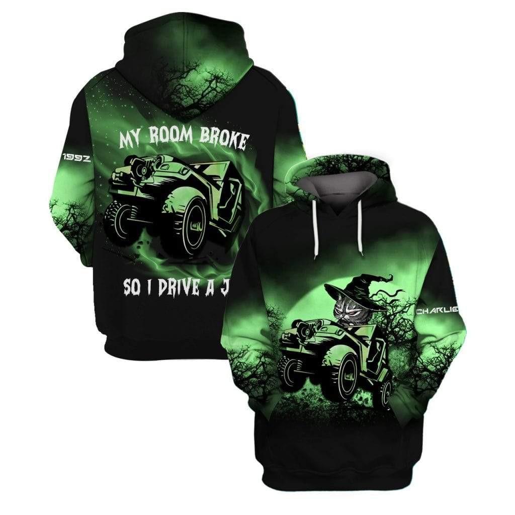 Personalized My Broom Broke So Now I Drive A Jeep 3D All Over Printed Sweatshirt, Hoodie, Zip Hoodie | Fan Apparel For Men, Women