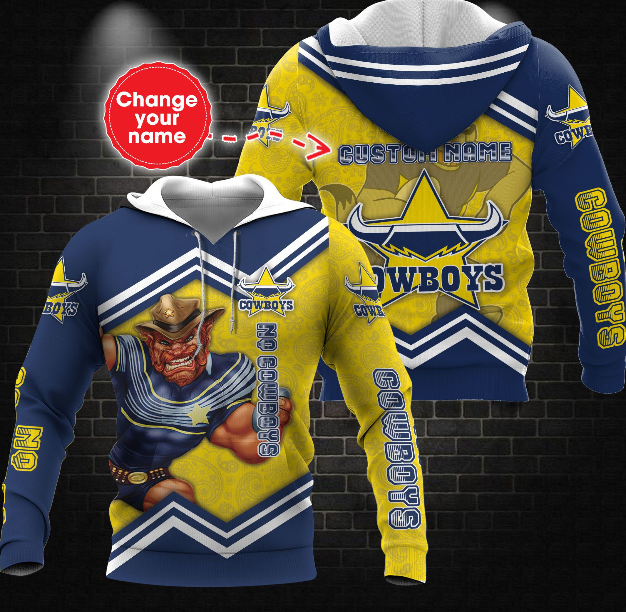 Personalized North Queensland Cowboys Nrl Mascot Tgiac 3D All Over Printed Sweatshirt, Hoodie, Zip Hoodie | Nfl Fan Gear For Men, Women