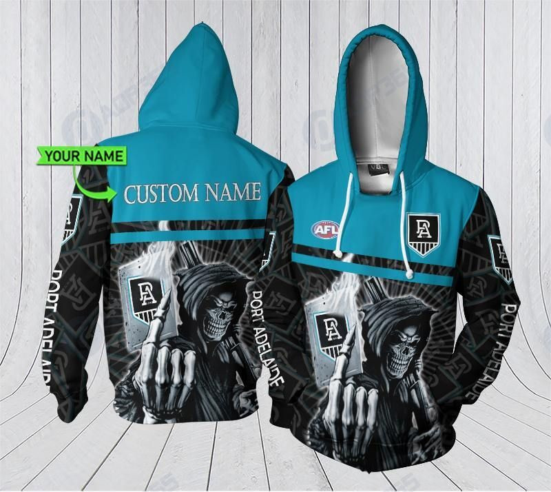 Personalized Port Adelaide Football Club Afl Skull 3D All Over Printed Sweatshirt, Hoodie, Zip Hoodie | Special Edition Fan Apparel For Men, Women