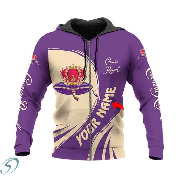 Personalized Purple And Beige Crown Royal 3D All Over Printed Sweatshirt, Hoodie, Zip Hoodie | Fan Apparel For Men, Women