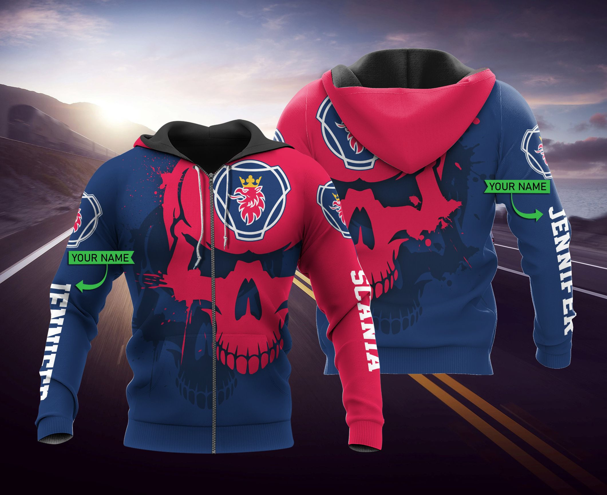 Personalized Scania Skullcar Custom Name 3D All Over Printed Sweatshirt, Hoodie, Zip Hoodie | Special Edition Fan Apparel For Men, Women