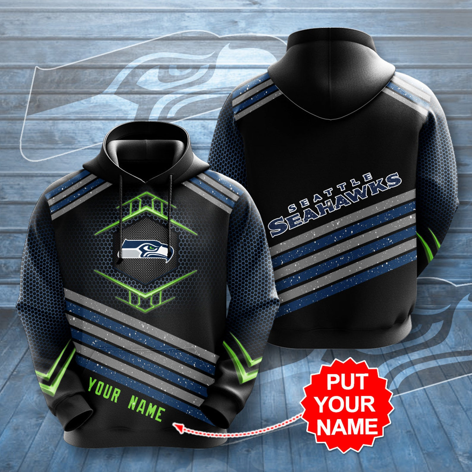Personalized Seattle Seahawks Nfl Logo Personalized Custom Name 3D All Over Printed Sweatshirt, Hoodie, Zip Hoodie | Fan Apparel For Men, Women