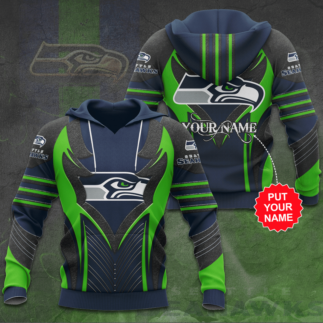 Personalized Seattle Seahawks Printed Zip Hoodie 3D All Over Printed Sweatshirt, Hoodie, Zip Hoodie | Fan Apparel For Men, Women