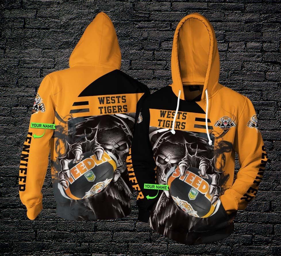 Personalized Thahd145 Wests Tigers Zip Hoodie 3D All Over Printed Sweatshirt, Hoodie, Zip Hoodie | Ncaa Fan Gear For Men, Women