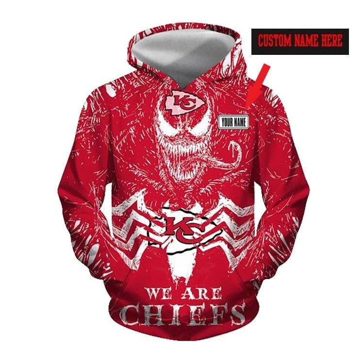 Personalized Venom Kansas City Chiefs Red Hoodie 3D All Over Printed Sweatshirt, Hoodie, Zip Hoodie | Nfl Fan Gear For Men, Women