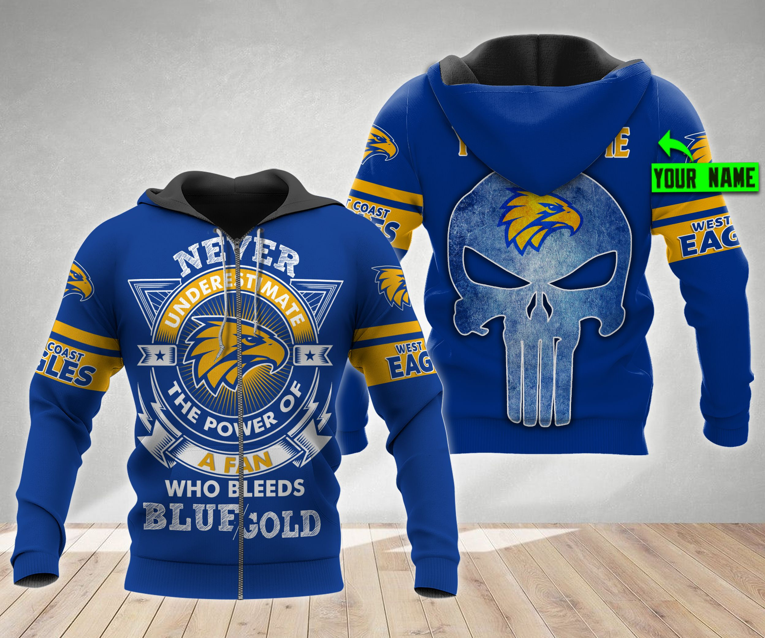 Personalized West Coast Eagles Afl Never Underestimate Skull 3D All Over Printed Sweatshirt, Hoodie, Zip Hoodie | Nfl Special Edition Fan Gear For Men, Women