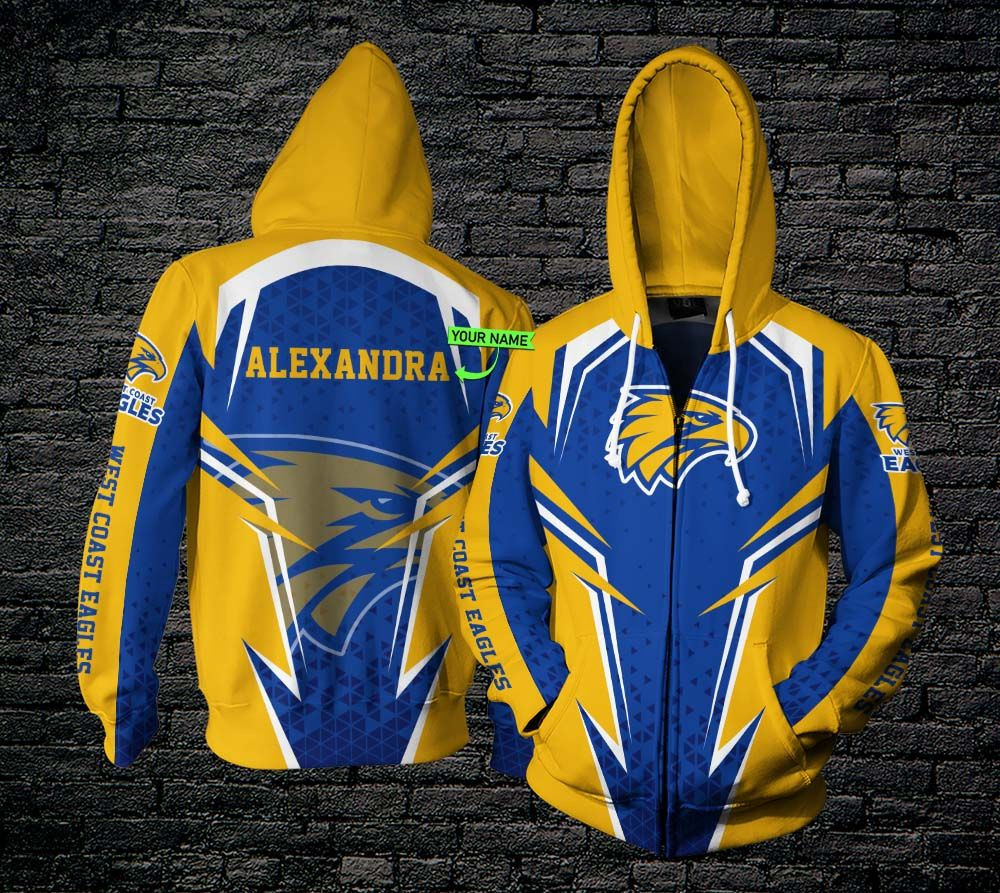 Personalized West Coast Eagles Custom Name 3D All Over Printed Sweatshirt, Hoodie, Zip Hoodie | Nfl Fan Gear For Men, Women