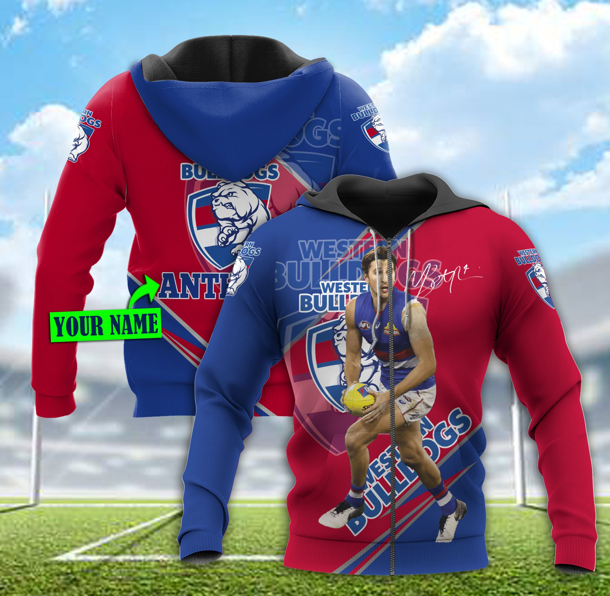 Personalized Western Bulldogs Afl Football Player Custom Name 3D All Over Printed Sweatshirt, Hoodie, Zip Hoodie | Fan Apparel For Men, Women