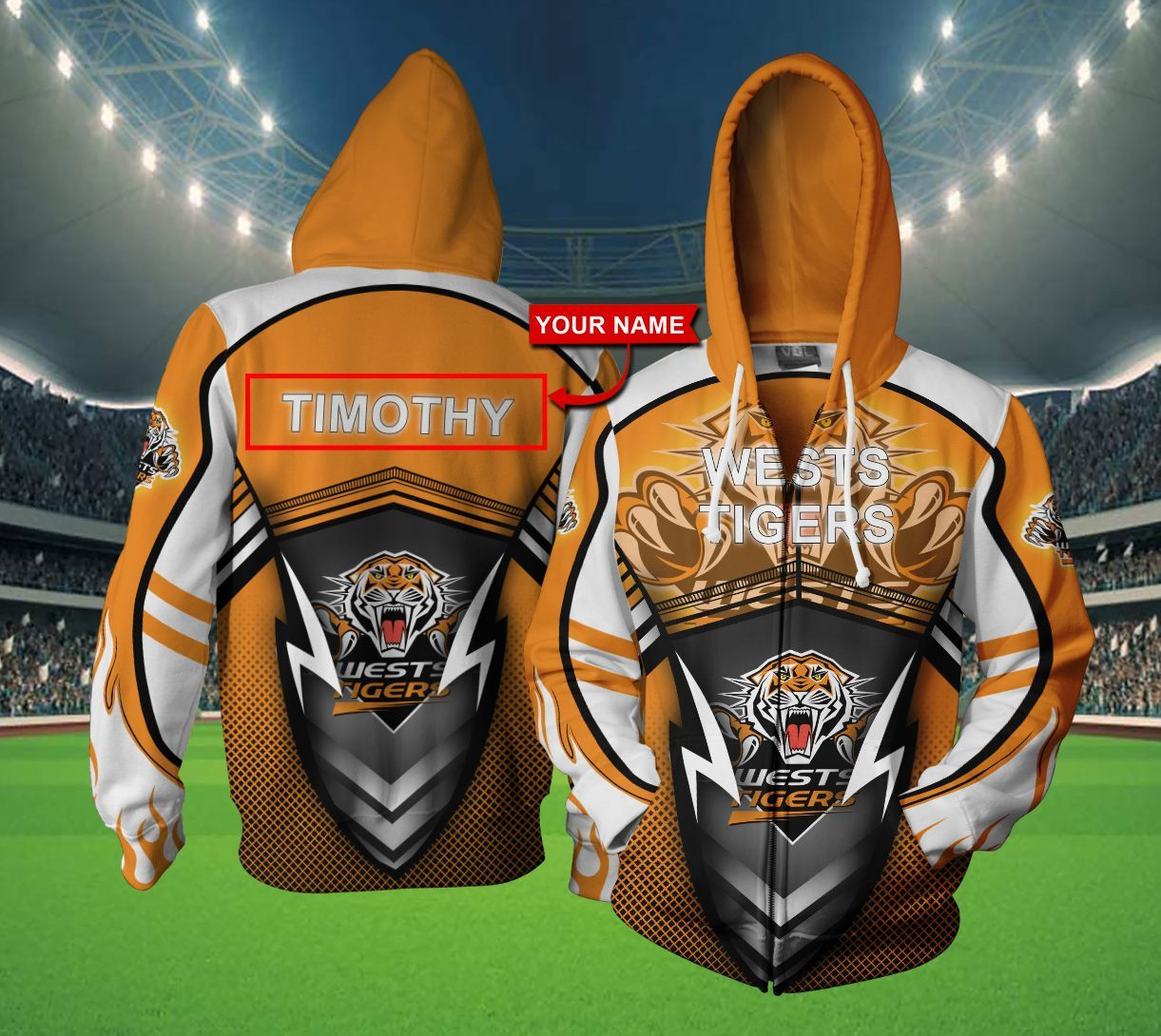 Personalized Wests Tigers Custom 3D All Over Printed Sweatshirt, Hoodie, Zip Hoodie | Ncaa Fan Gear For Men, Women