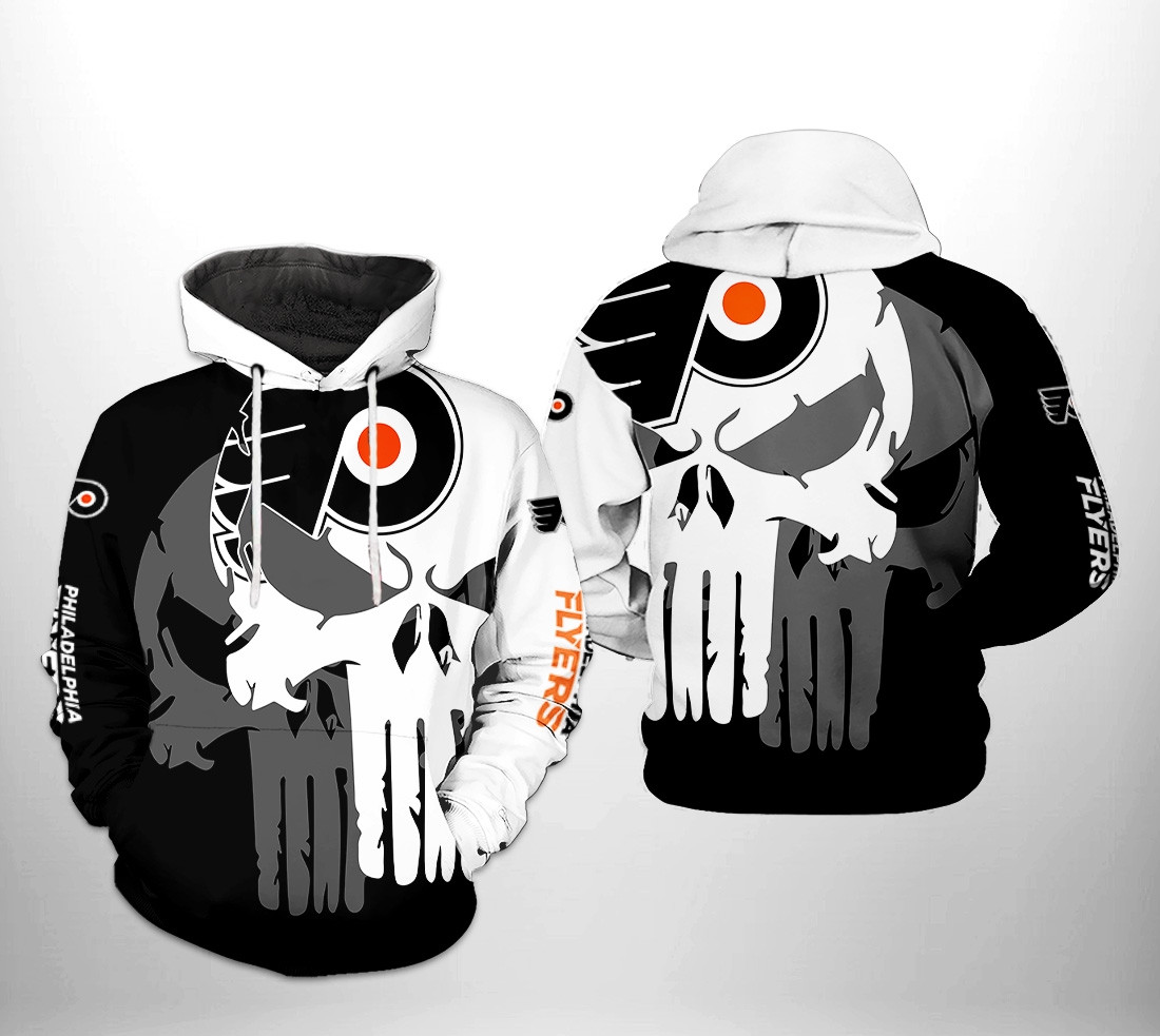 Philadelphia Flyers Nhl Team Skull 3D All Over Printed Sweatshirt, Hoodie, Zip Hoodie | Nhl Special Edition Fan Gear For Men, Women