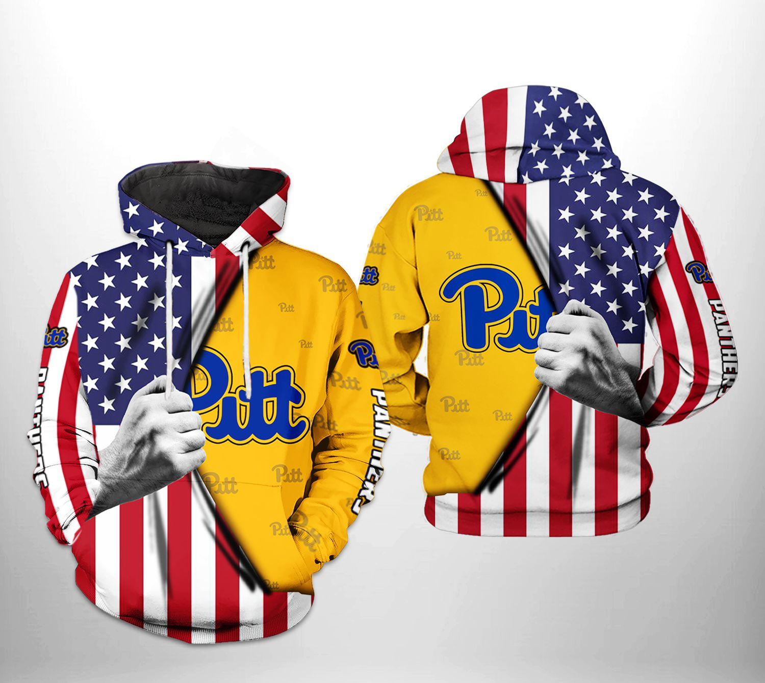 Pitt Panthers Ncaa Us Flag 3D All Over Printed Sweatshirt, Hoodie, Zip Hoodie | Nfl Fan Gear For Men, Women