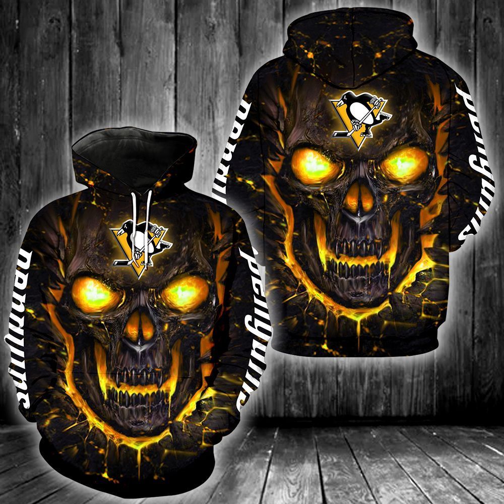 Pittsburgh Penguins Skull 3D All Over Printed Sweatshirt, Hoodie, Zip Hoodie | Nhl Special Edition Fan Gear For Men, Women