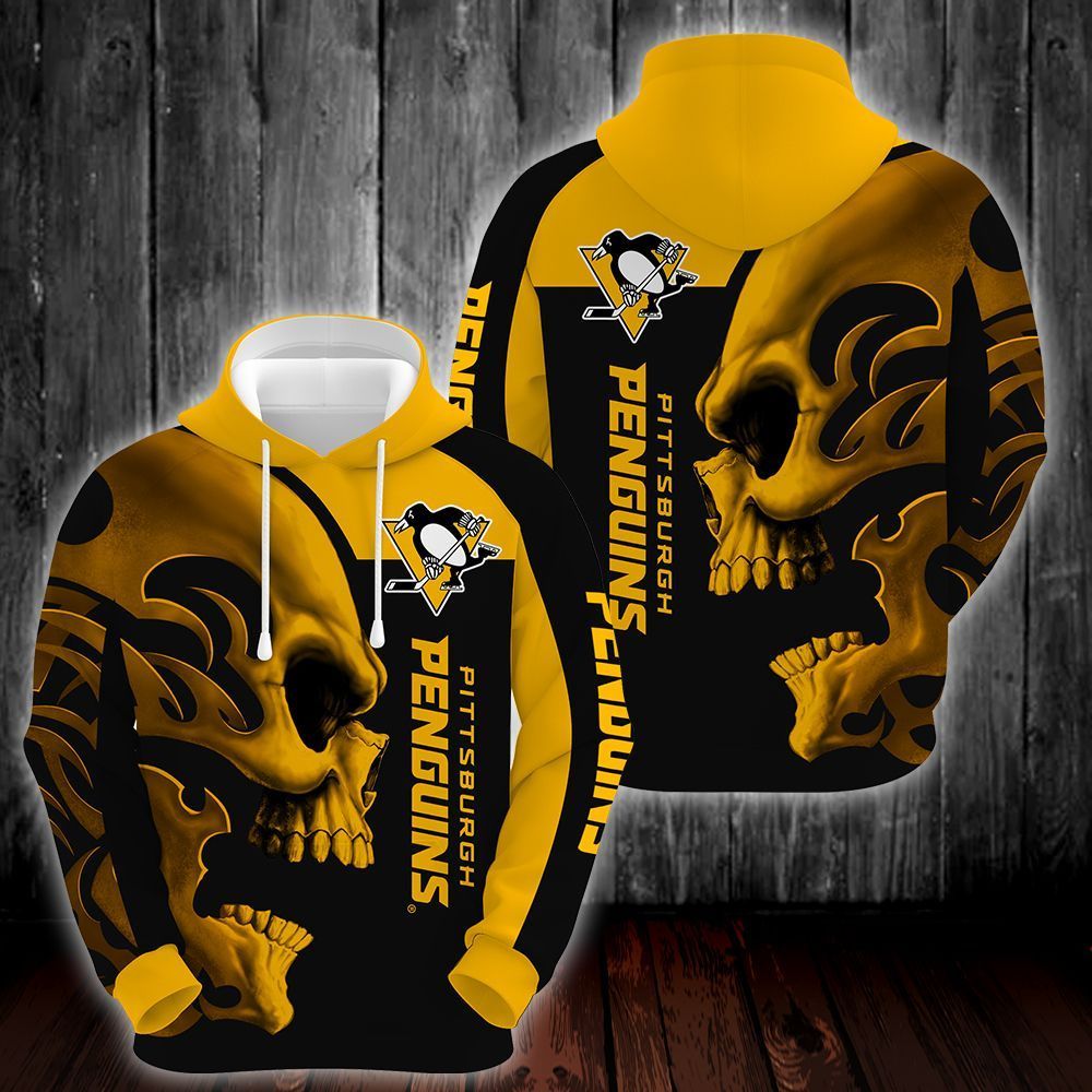 Pittsburgh Penguins Skull 3D All Over Printed Sweatshirt, Hoodie, Zip Hoodie | Nhl Special Edition Fan Gear For Men, Women