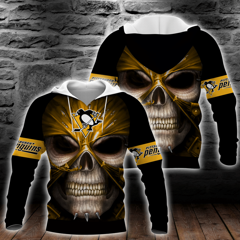 Pittsburgh Penguins Skull 3D All Over Printed Sweatshirt, Hoodie, Zip Hoodie | Nhl Special Edition Fan Gear For Men, Women