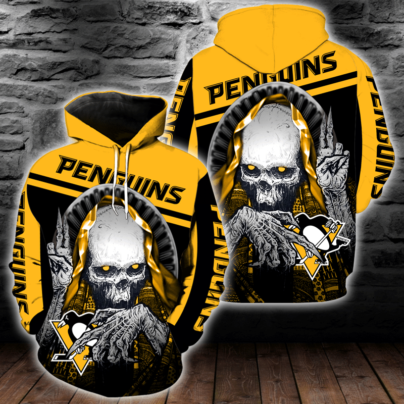 Pittsburgh Penguins Skull 3D All Over Printed Sweatshirt, Hoodie, Zip Hoodie | Nhl Special Edition Fan Gear For Men, Women