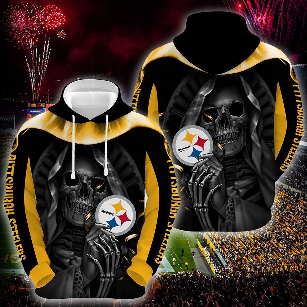 Pittsburgh Steelers Skull 3D All Over Printed Sweatshirt, Hoodie, Zip Hoodie | Nfl Special Edition Fan Gear For Men, Women