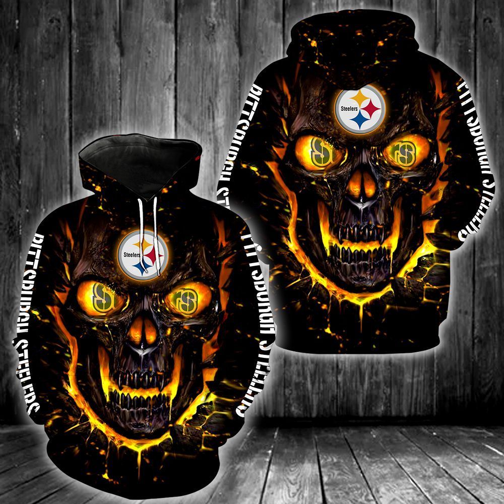 Pittsburgh Steelers Skull 3D All Over Printed Sweatshirt, Hoodie, Zip Hoodie | Nfl Special Edition Fan Gear For Men, Women