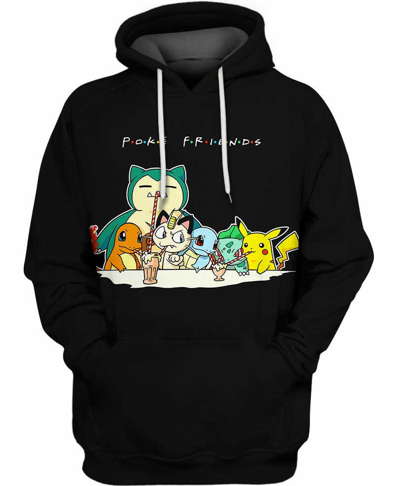 Poke Friends 3D All Over Printed Sweatshirt, Hoodie, Zip Hoodie | Fan Apparel For Men, Women
