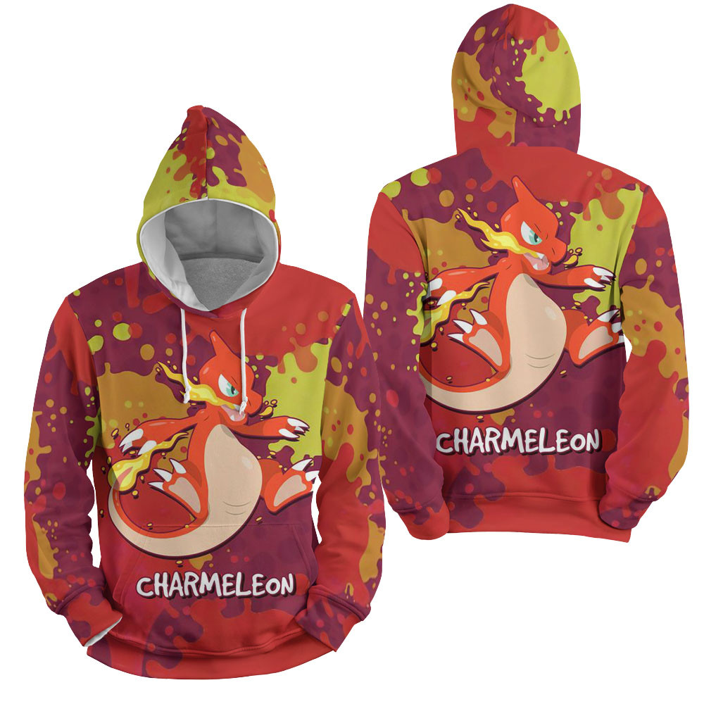 Pokemon - Charmeleon In The Dark Red Background 3D All Over Printed Sweatshirt, Hoodie, Zip Hoodie | Fan Apparel For Men, Women