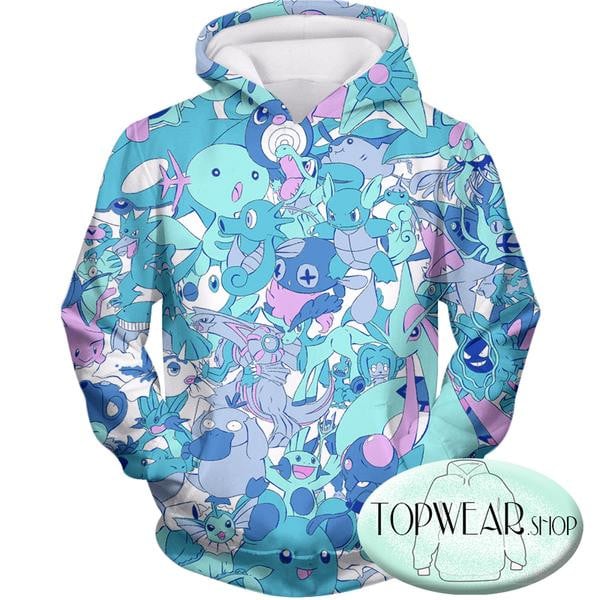 Pokemon Cool All In One Water Pokemons 3D All Over Printed Sweatshirt, Hoodie, Zip Hoodie | Special Edition Fan Apparel For Men, Women