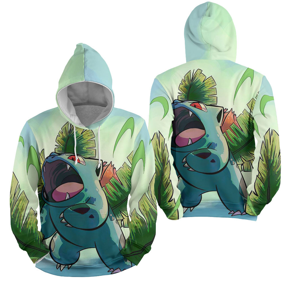 Pokemon - Ivysaur Roaring Art 3D All Over Printed Sweatshirt, Hoodie, Zip Hoodie | Fan Apparel For Men, Women