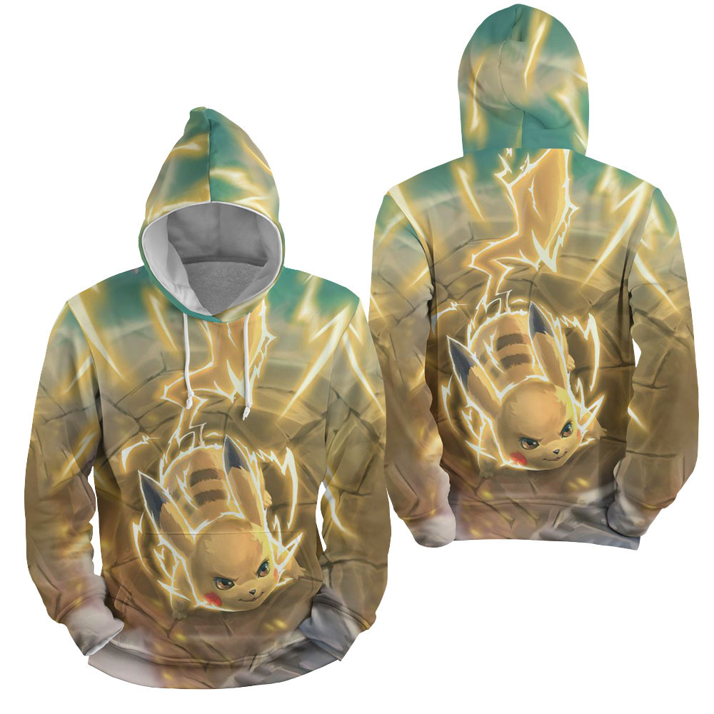 Pokemon - Pikachu Thunder Wave 3D All Over Printed Sweatshirt, Hoodie, Zip Hoodie | Fan Apparel For Men, Women