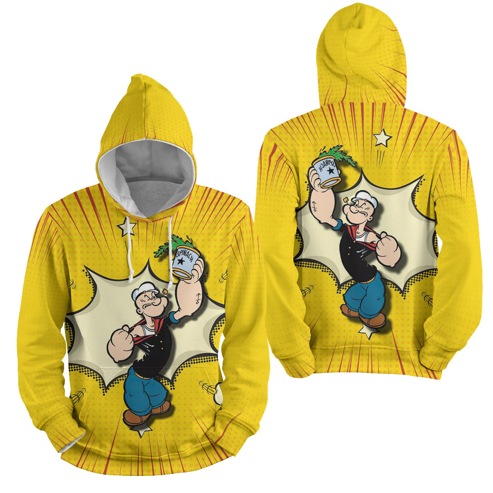 Popeye Spinach 3D All Over Printed Sweatshirt, Hoodie, Zip Hoodie | Fan Apparel For Men, Women