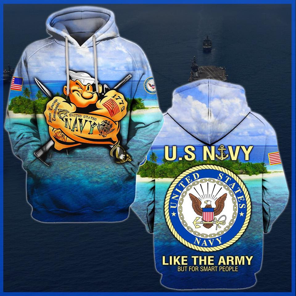 Popeye Us Navy Like The Army But For Smart People 3D All Over Printed Sweatshirt, Hoodie, Zip Hoodie | Fan Apparel For Men, Women