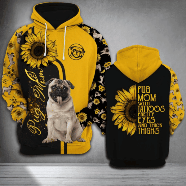 Pug Flower 3D All Over Printed Sweatshirt, Hoodie, Zip Hoodie | Fan Apparel For Men, Women