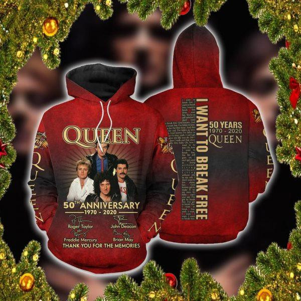Queen 50th Anniversary Music Band 3D All Over Printed Sweatshirt, Hoodie, Zip Hoodie | Fan Apparel For Men, Women