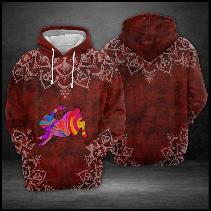 Rabbit Red Mandala 3D All Over Printed Sweatshirt, Hoodie, Zip Hoodie | Fan Apparel For Men, Women