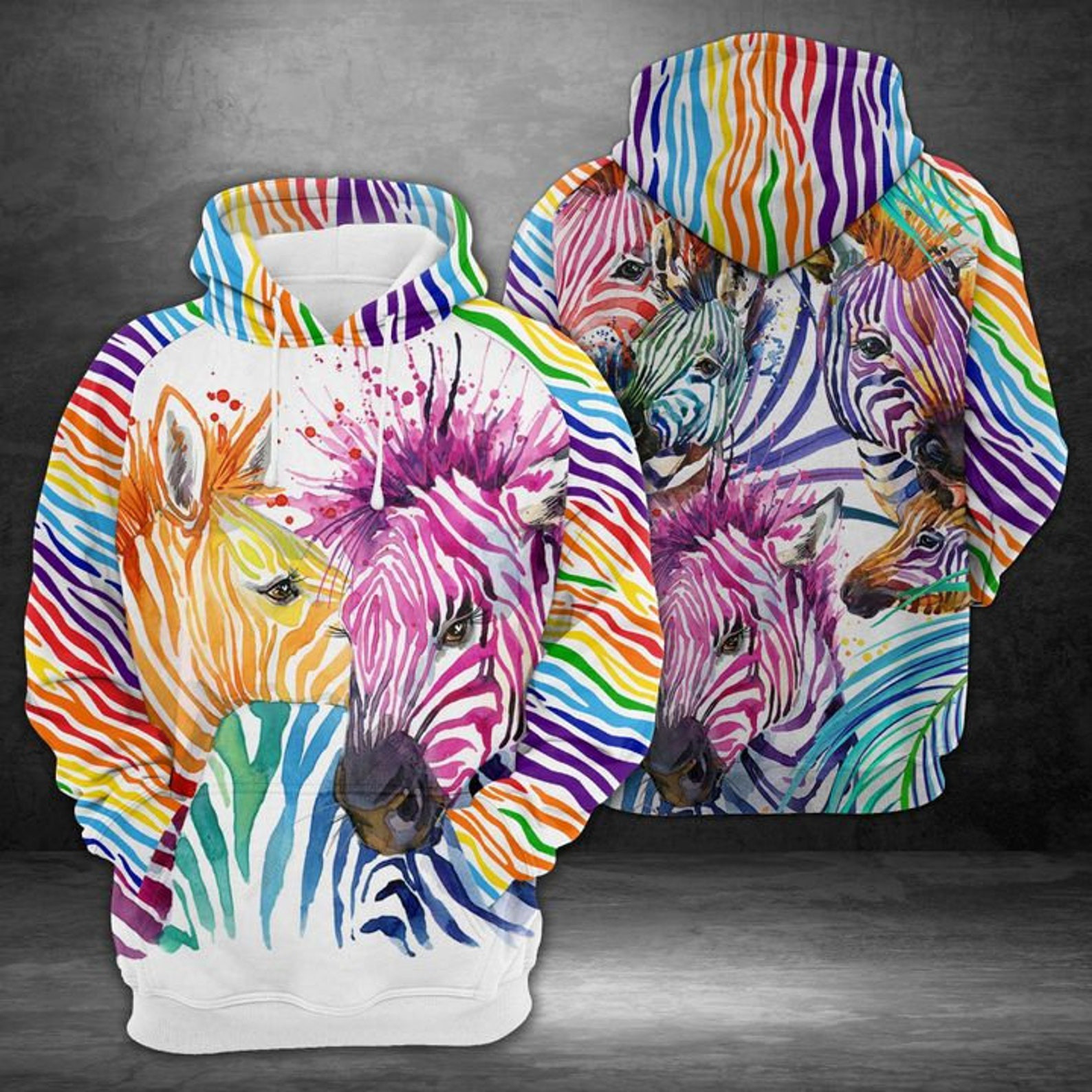 Rainbow Zebra 3D All Over Printed Sweatshirt, Hoodie, Zip Hoodie | Fan Apparel For Men, Women