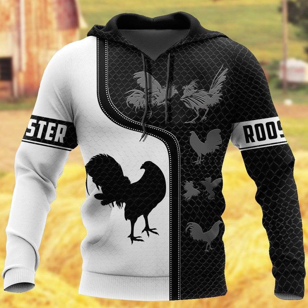 Rooster On Farmer 3D All Over Printed Sweatshirt, Hoodie, Zip Hoodie | Fan Apparel For Men, Women