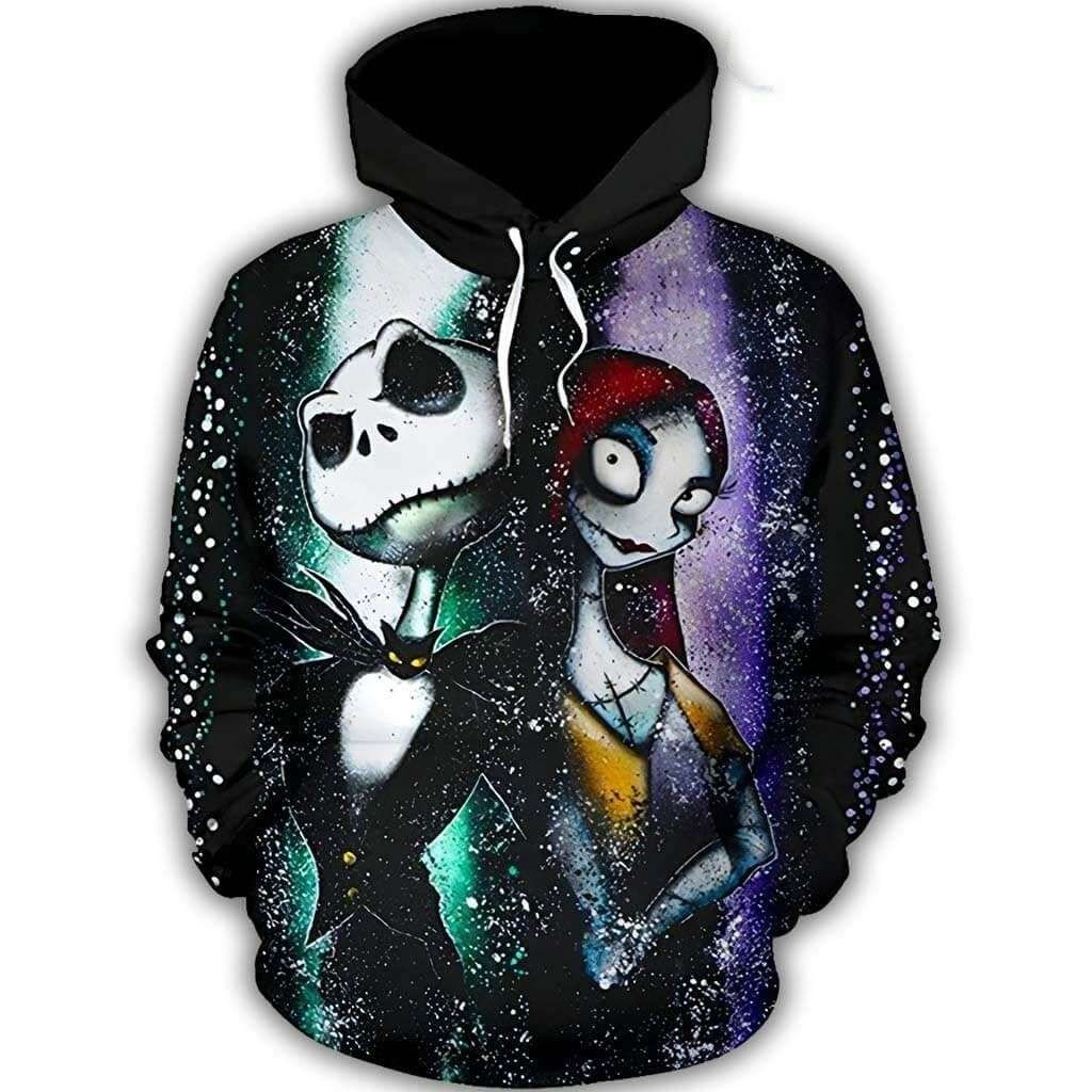 Sally Jack Skellington Cute Couple 3D All Over Printed Sweatshirt, Hoodie, Zip Hoodie | Fan Apparel For Men, Women