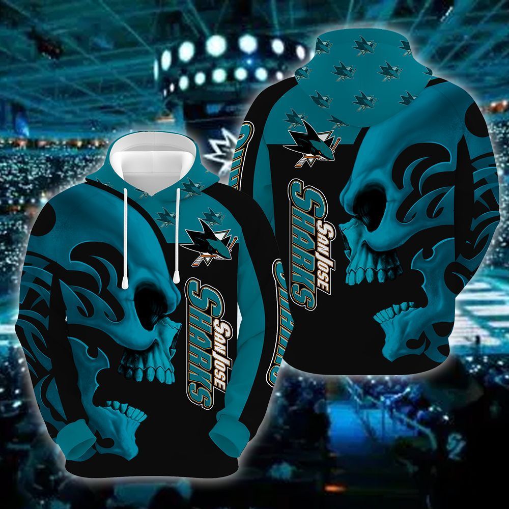 San Jose Sharks Skull 3D All Over Printed Sweatshirt, Hoodie, Zip Hoodie | Nhl Special Edition Fan Gear For Men, Women