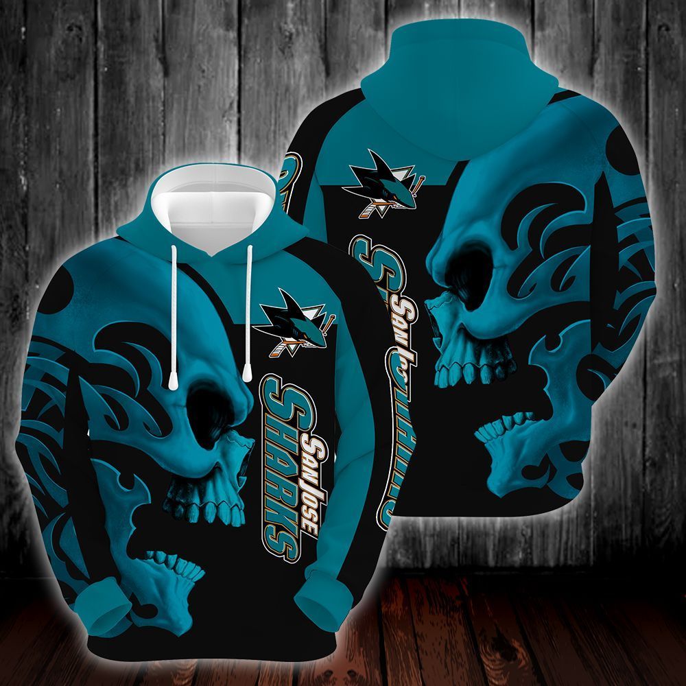 San Jose Sharks Skull 3D All Over Printed Sweatshirt, Hoodie, Zip Hoodie | Nhl Special Edition Fan Gear For Men, Women